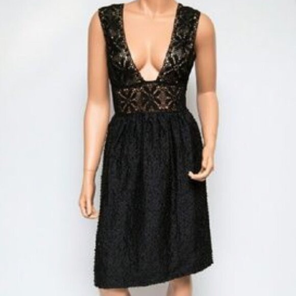 Ingwa Melero Dresses & Skirts - Beaded Black Ingwa Melero Cross Strap Cocktail Dress